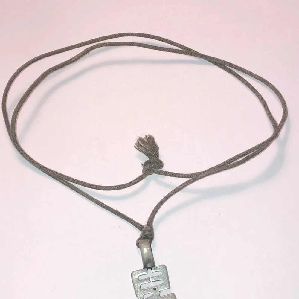 Chinese Zodiac Year of the Rat Pewter Pendant Fabric Cord Chain